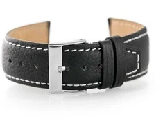Pacific W26 leather watch strap - PREMIUM - juodas/baltas - 22mm