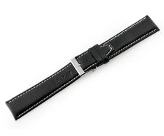 Pacific W26 leather watch strap - PREMIUM - juodas/baltas - 22mm