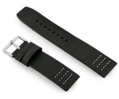 Pacific W39 leather watch strap - juodas/baltas 24mm