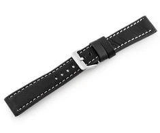 Pacific W48 leather watch strap - PREMIUM - juodas/baltas - 22mm