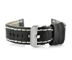 Pacific W49 leather watch strap - juodas/baltas - 22mm