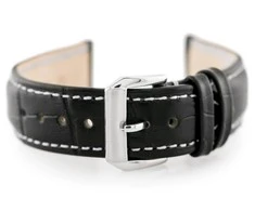 Pacific W64 leather watch strap - juodas/baltas 18mm