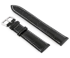Pacific W64 leather watch strap - juodas/baltas 20mm