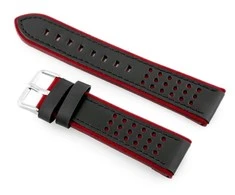 Pacific W80 juodas/maroon 20mm odinis laikrodžio dirželis