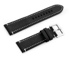Pacific W72 leather watch strap - juodas/baltas 20mm