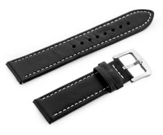 Pacific W81 leather watch strap - juodas/baltas 22mm