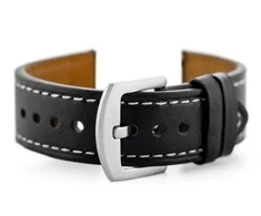 Pacific W81 leather watch strap - juodas/baltas 22mm