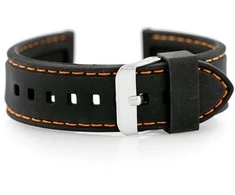 Pacific U20 rubber watch strap - juodas/oranžinis 26mm