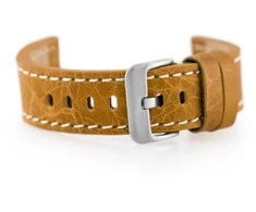 Pacific W48 leather watch strap - PREMIUM - camel/baltas - 24mm