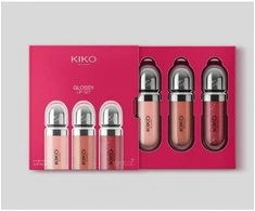 Kiko Milano lūpų blizgių rinkinys: 3 drėkinamieji lūpų blizgesiai su apimties suteikiančiu 3D efektu