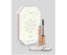 Kiko Milano Snow-Kissed Holiday makiažo dovanų rinkinys: 3D Hydra lūpų blizgis ir apimties suteikiantis tušas