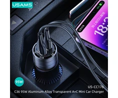Usams C36 USB A+C 95W greitas automobilinis kroviklis