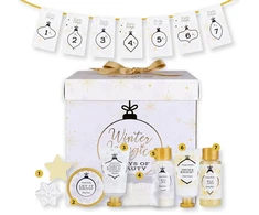 Kūno priežiūros dovanų rinkinys WINTER MAGIC - 7 DAYS OF BEAUTY (Vonios putos, rankų kremas, vonios druska, dušo gelis, kūno losjonas, vonios burbulas ir kūno kremas)