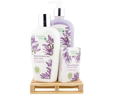 Bohemia Gifts Kosmetikos dovanų rinkinys "Lavender SPA" (skystas muilas 300ml + kūno pienelis 250ml + muilas 100g)