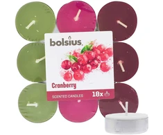 Bolsius Scented Tealights Cranberry 4h Tealight Candle kvepiančių arbatinių žvakių rinkinys, 18 vnt.