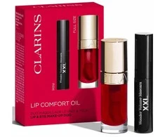 Clarins Lip Comfort Oil Set kosmetikos rinkinys (Lip Comfort Oil 03 Cherry, 7 ml + Wonder Volume Blakstienų tušas XXL 01 Extreme Juodas, 3 ml)