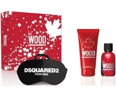 Dsquared2 Raudona Wood rinkinys moterims (EDT, 50 ml + dušo želė, 100 ml + miego kaukė)