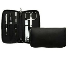 DuKaS Juodas manikiūro rinkinys vyrams "Zipper" 6 dalių "Premium Line