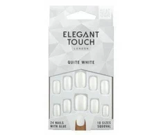 Elegant Touch Elegantiška prisilietimui poliruota spalva 24 nagų lakai su klijais Squoval Quite Baltas