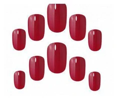 Elegant Touch Polished Color 24 Nails With Glue Squoval Rich Raudona