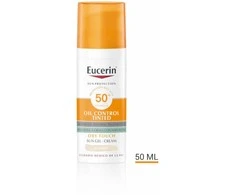 Eucerin Oil Control Dry Touch Gel Cream SPF 50+ Tinted Light apsauginis kremas nuo saulės su atspalviu, 50 ml