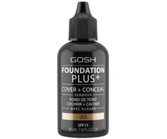 Gosh Foundation Plus+ Cover &amp; Conceal Liquid Foundation 008 Honey SPF15, 30 ml