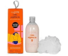 Rinkinys „I Love“: „Cosy Night's Hydrating Dušo želė visiems odos tipams“, 500 ml + „I Love“ kūno kempinėlė