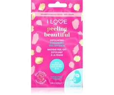 I Love Beautiful Peeling Exfoliating Strawberry Peel Mask nulupamoji veido kaukė su šveičiamuoju efektu, 10 ml