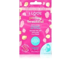 I Love Beautiful Peeling Exfoliating Strawberry Peel Mask nulupamoji veido kaukė su šveičiamuoju efektu, 10 ml
