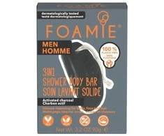 Kietasis prausiklis vyrams Foamie 3 in 1 Shower Body Bar For Men Dark, su aktyvinta anglimi