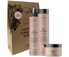 „Lakme Teknia Full Defense“ mažmeninė pakuotė: Šampūnas, 300 ml, Priemonė, 250 ml, Purškalas, 300 ml