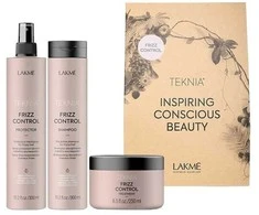 Lakme TKN Frizz Control Retail Pack: Šampūnas, 300 ml + Treatment, 250 ml + Protector, 300 ml