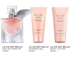 Lancome La Vie Est Belle rinkinys moterims (kvepalai EDP, 30 ml + kūno losjonas, 50 ml + dušo želė, 50 ml)