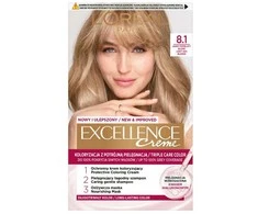 „L'Oreal Paris Excellence Creme 8.1 Light Ash Skirtas šviesiems plaukams“.
