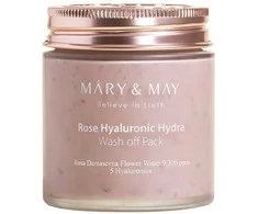 MARY &amp; MAY Drėkinamoji veido kaukė su rožių ir hialurono rūgštimis (nuplaunama pakuotė) 125 g