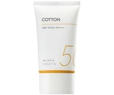 Missha All Around Safe Block Cotton Sun SPF 50+ matinį efektą suteikiantis veido kremas nuo saulės, 50 ml