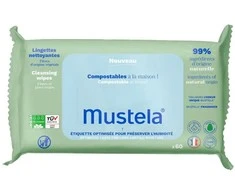 Mustela Baby Compostable Cleaning Wipes With Fragrance drėgnos valomosios servetėlės vaikams, 60 vnt.