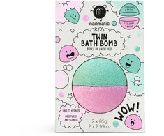 Nailmatic KIDS TWIN Bath Bomb Žalias &amp; Rožinė Vonios burbulai, 2x85g
