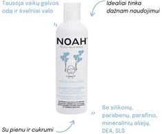 Noah Kids Šampūnas Milk And Sugar For Frequent Washing Vaikiškas maitinamasis šampūnas su pienu ir cukrumi dažnam naudojimui, 250 ml