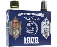 REUZEL Fiber Pomade Groom Try Me Kit plaukų priežiūros rinkinys vyrams (šampūnas 100 ml + pomada 35 g + purškiklis 100 ml)
