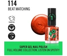 Rimmel London Super Gel Lacquer Nagų lakas nagų lakas, atspalvis: 114 Beat Matching, 12 ml