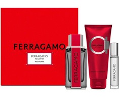 Salvatore Ferragamo Ferragamo Ferragamo Raudona Leather rinkinys vyrams (EDP, 100 ml + šampūnas ir dušo želė, 100 ml + EDP, 10 ml)