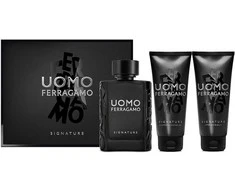 Salvatore Ferragamo Ferragamo Uomo Signature rinkinys vyrams (EDP, 100 ml + šampūnas ir dušo želė, 100 ml + balzamas po skutimosi, 100 ml)