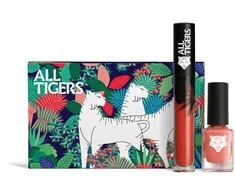 „Set All Tigers“: natūralūs ir veganiški skysti lūpų dažai „683 Make Your Mark“, 8 ml + natūralūs ir veganiški veganiški nagų lakai „196 Take Your Chance“, 11 ml