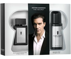 Set Antonio Banderas: The Secret Eau De Toilette For Men, 50 ml + The Secret Anti-Perspirant Dezodorantas Purškiklis For Men, 150 ml
