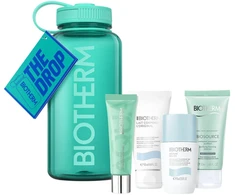 Set Biotherm: Biosource Eliminates Impurities Cleansing Foam, 50 ml + Deo Pure 72h Protection Dezodorantas Roll-On For Women, 75 ml + Aquasource Hyalu Plump Moisturizing Daily Gel Kreminis For Face, 30 ml + Lait Corporel Anti-Dryness Body Milk, 50 ml + Biotherm