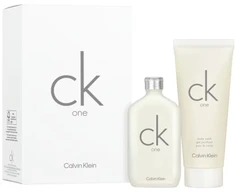 Set Calvin Klein: CK One Eau De Toilette Unisex, 50 ml + CK One Kūno prausiklis For Hair &amp; Body, 100 ml