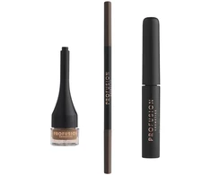 Set Profusion Cosmetics: Ultimate Brow Sculpt Eyebrow Pomade Dark Brown, 4 ml + Ultimate Brow Sculpt Defining Eyebrow Kreminis Pieštukas &amp; 2-In-1 Dark Brown 0.07 g + Ultimate Brow Sculpt Eyebrow Gel Dark Brown 1.8 g