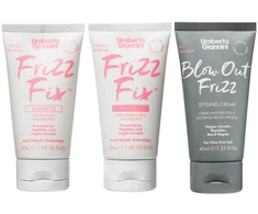 Set Umberto Giannini: Frizz Fix Hair Šampūnas Minkštinantis ir glotninantis &amp; Repairing, 50 ml + Frizz Fix Hair Conditioner Minkštinantis ir glotninantis &amp; Repairing, 50 ml + Blow Out Frizz Hair Styling Kreminis, 40 ml