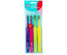 TePe Colour Compact Dantų šepetėlis Extra Soft itin minkšti dantų šepetėliai, 4 vnt. (spalva gali skirtis)